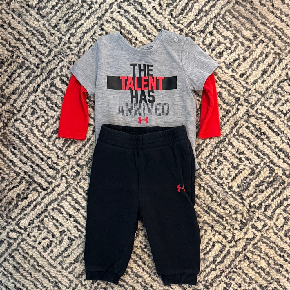 Under Armour Kids Gray and Red Jogger Set